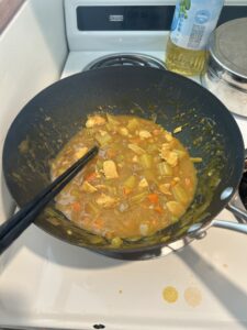 chicken curry on the stove